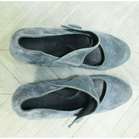 Born Crown Gray Suede Slip On Hook & Loop Casual Wedge Maryjane Shoes Size 8.5 - Picture 7 of 9